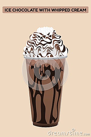 Ice chocolate whipped cream Vector Illustration