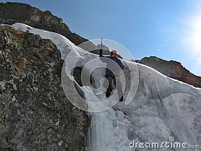 Ice climbing Stock Photo