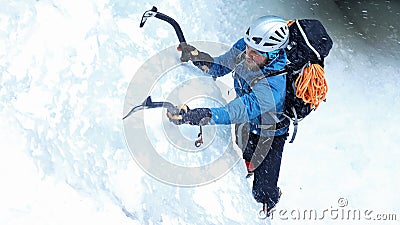 Ice climbing in Sucha Bela gorge , Slovensky raj National park , Slovakia Editorial Stock Photo