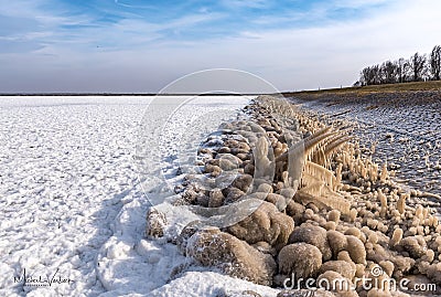Ice on the coast at it ketelmeer Stock Photo