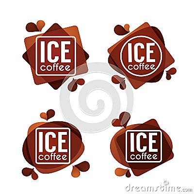 Ice Coffe, Vector Collection of Summer Drinks Labels, Stickers a Vector Illustration