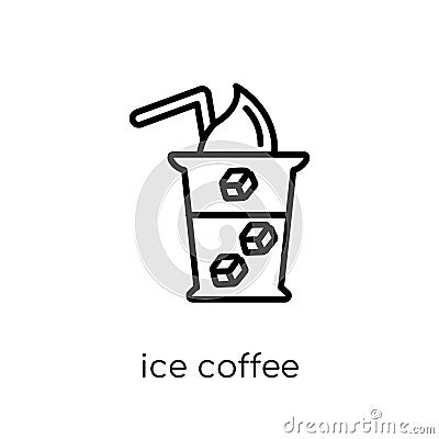 ice coffee icon. Trendy modern flat linear vector ice coffee icon on white background from thin line Drinks collection, outline v Vector Illustration