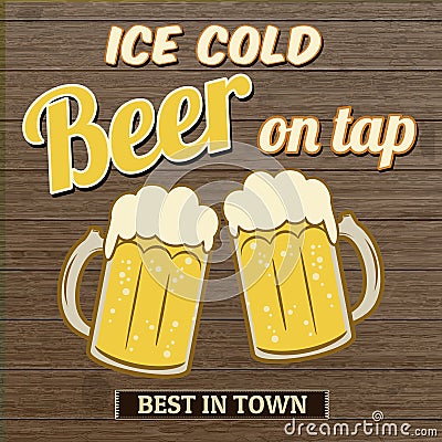 Ice cold beer on tap poster design Vector Illustration