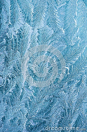 The ice-cold frost forms ice crystals in beautiful unique patterns Stock Photo