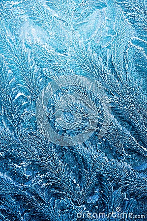 The ice-cold frost forms ice crystals in beautiful unique patterns Stock Photo