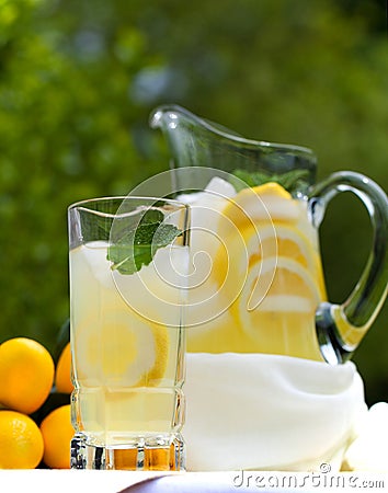 Ice Cold Lemonade With Mint Stock Photo