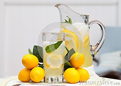 Ice Cold Lemonade With Mint Stock Photo