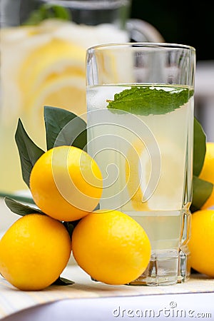 Ice Cold Lemonade With Mint Stock Photo