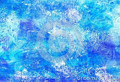 Ice cold snow blue violet frosty winter Christmas watercolor paint background texture Stock Photo