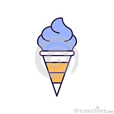 Ice cone Outline with Colors Fill Vector Icon that can easily edit or modify. Vector Illustration