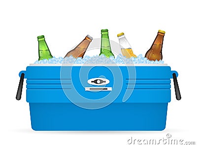 Ice cooler or beer in box vector on white Vector Illustration