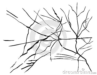 Ice crack realistic sketch Black line isolated no white. Fissure broken earth effect transparent background. Icy Vector Illustration