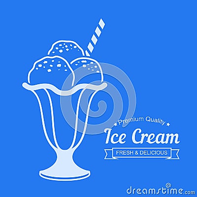 Ice Cream Background With Text Badge Vector Illustration