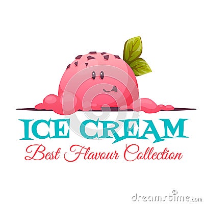 Ice cream banner with candy face. Vector illustration Vector Illustration