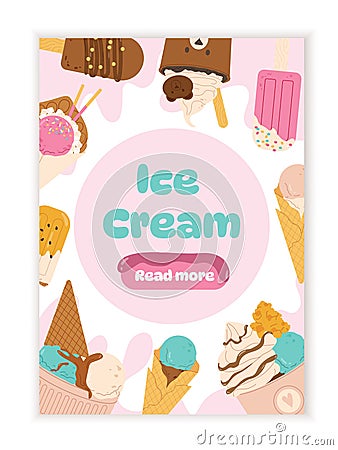 Ice cream banner template concept Vector Illustration