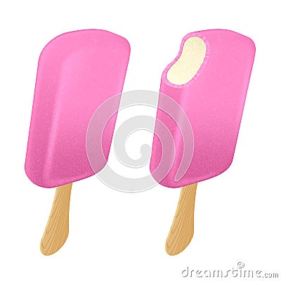 Ice cream bars with pink frosting. Vector Illustration