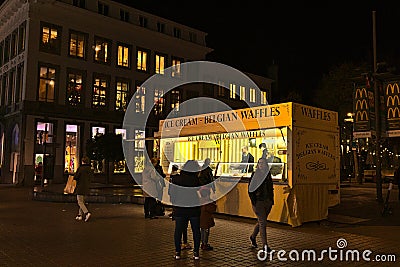 Ice cream and Belgian waffle shop Editorial Stock Photo