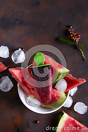 Ice cream berry watermelon Stock Photo