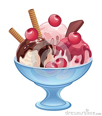 Ice cream in a bowl Vector Illustration