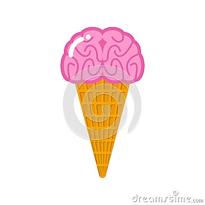 ice cream brain. Frozen Human brains. zombie food. Unusual dessert for Halloween Vector Illustration
