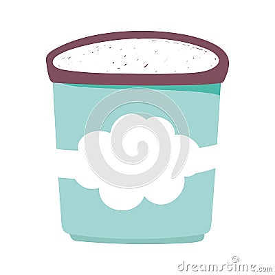 Ice cream bucket food isolated icon design white background Vector Illustration