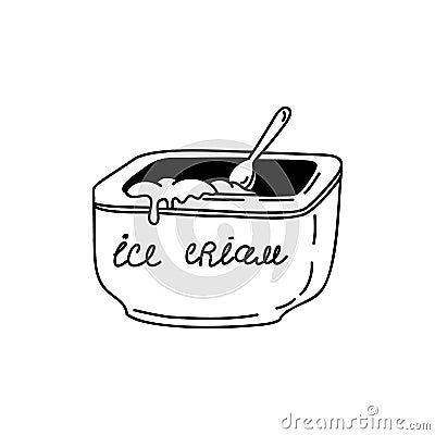 Ice cream bucket and spoon Vector Illustration