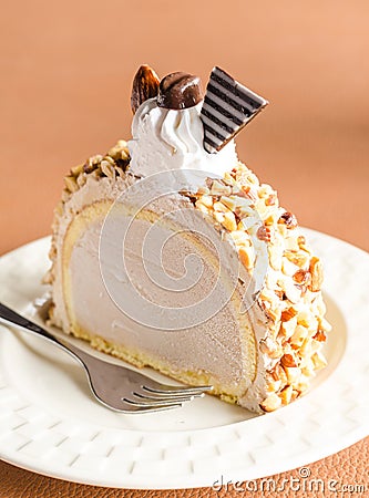 Ice cream cake almonds Stock Photo