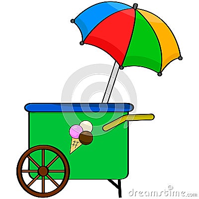 Ice cream cart Vector Illustration