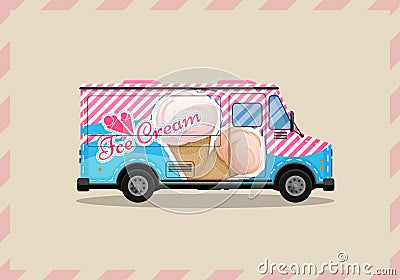 Ice cream cart, kiosk on wheels, retailers, dairy desserts, isolated and Flat style vector illustration. Cool refreshing Vector Illustration