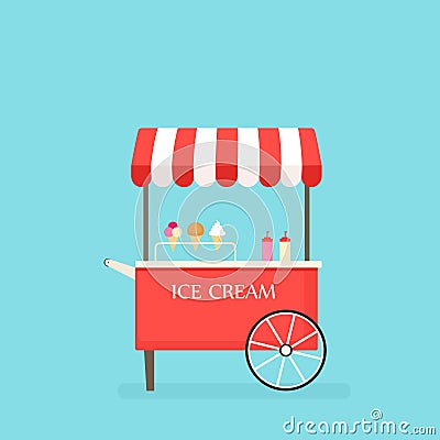 Ice cream cart Vector Illustration