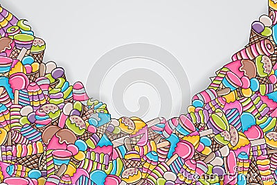 Ice cream cartoon doodle background design. Vector Illustration