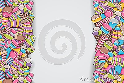 Ice cream cartoon doodle background design. Vector Illustration