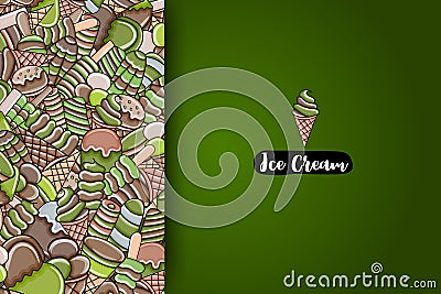 Ice cream cartoon doodle background design. Vector Illustration
