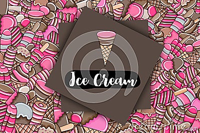 Ice cream cartoon doodle background design. Vector Illustration