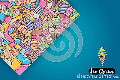 Ice cream cartoon doodle background design. Vector Illustration