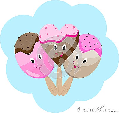 Ice cream cartoon postcard Stock Photo