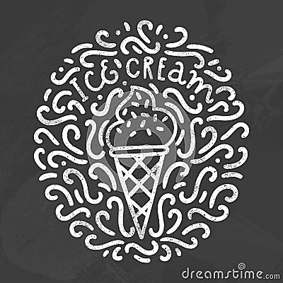 Ice cream chalk style doodles. Vector Illustration