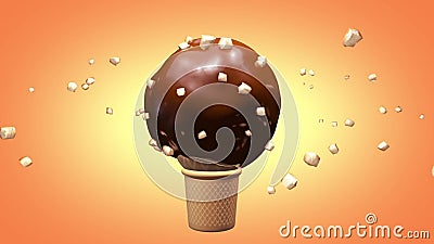Ice Cream Chocky Nut Chocolate Cream 3D Rendering Animation Stock Footage -  Video of dies, frozen: 173236728