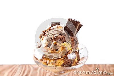 Ice cream with chocolate in the vase Stock Photo