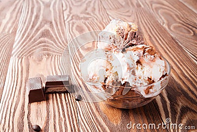 Ice cream with chocolate in the vase Stock Photo