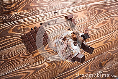 Ice cream with chocolate in the vase Stock Photo