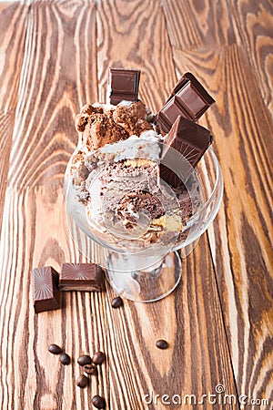 Ice cream with chocolate in the vase Stock Photo