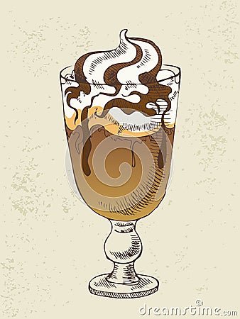 Ice cream with coffee cocktail Vector Illustration