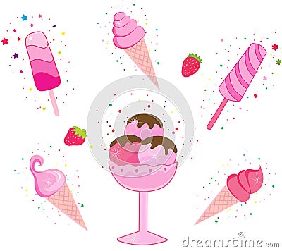 Ice-cream collection Vector Illustration
