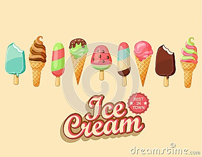 Ice cream collection. Vector Illustration