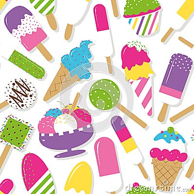 Ice cream collection pattern Vector Illustration