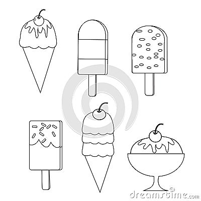 Coloring Book Vector Ice Cream Theme Illustration Vector Illustration