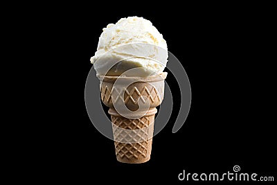 Ice cream cone on black Stock Photo