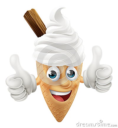 Ice Cream Cone Cartoon Character Mascot Thumbs Up Vector Illustration