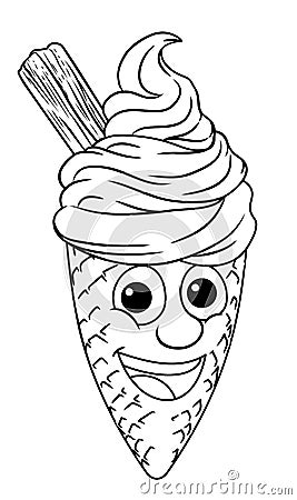 Ice Cream Cone Cartoon Character Mascot Vector Illustration